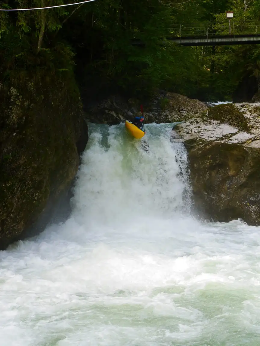 Running a waterfall in Austria in a kayak